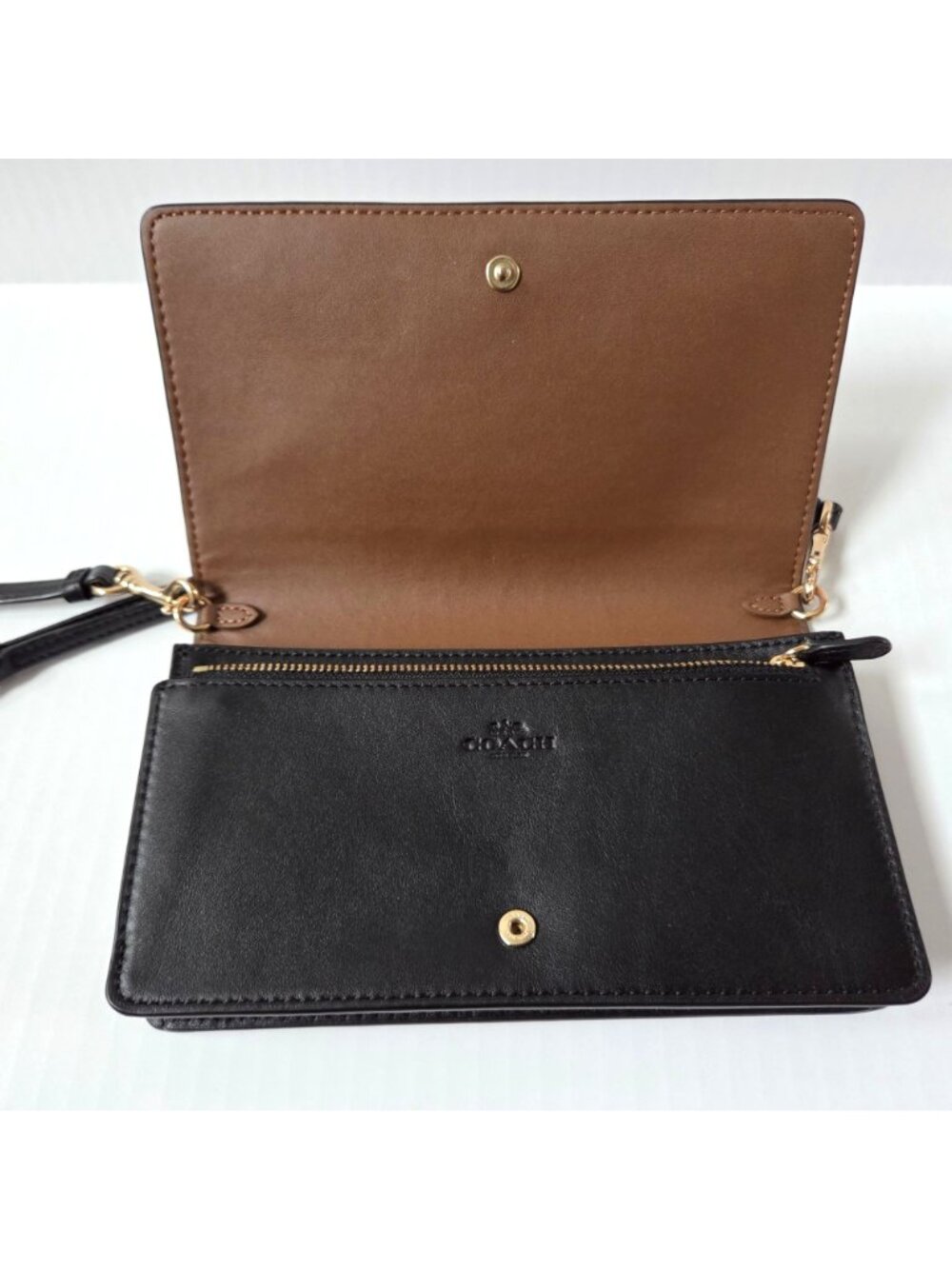 Coach Anna Foldover Clutch Crossbody Brown Signature Canvas & Leather Purse - Picture 10 of 16